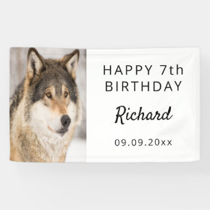 Banderoles fête d'anniversaire garçon loup photo mignonne ani