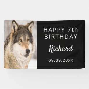 Banderoles fête d'anniversaire garçon loup photo mignonne ani