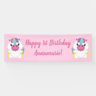 Banderoles Fête d'anniversaire licorne rose