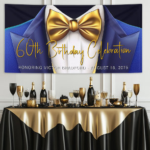 Banderoles Fête d'anniversaire Mens Royal Blue Gold Tuxedo