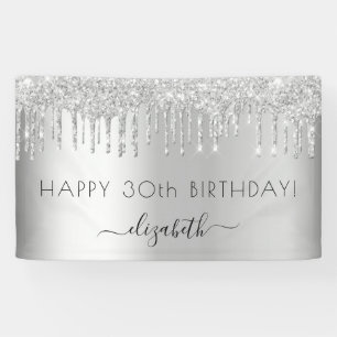 Banderoles Fête d'anniversaire paillettes scintillantes argen