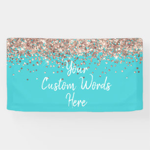 Banderoles Fête d'anniversaire personnalisée Turquoise Bleu R