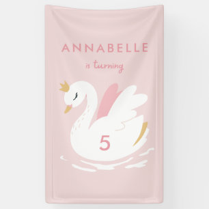Banderoles Fête d'anniversaire rose girly mignonne cygne élég
