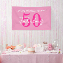 Fête d'anniversaire rose moderne 50 ans et fabuleu