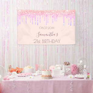 Banderoles fête d'anniversaire rose or parties scintillant ar