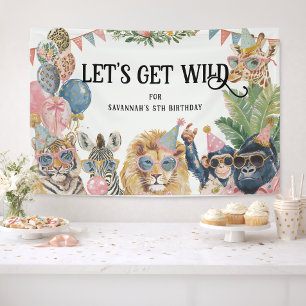 Banderoles Fête d'anniversaire sauvage dans la jungle Let's G