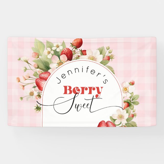 Banderoles Fête d'anniversaire sucrée aux fraises (Horizontal)