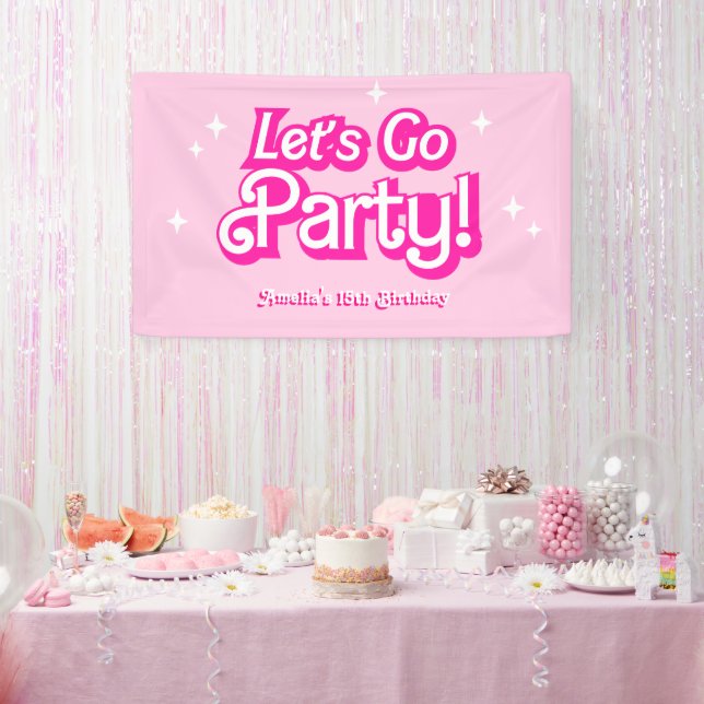 Banderoles Fête d'anniversaire tendance rose Let's Go (Fête)
