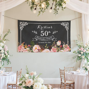 Banderoles Fête d'anniversaire - Vintage Chalkboard Rustique 