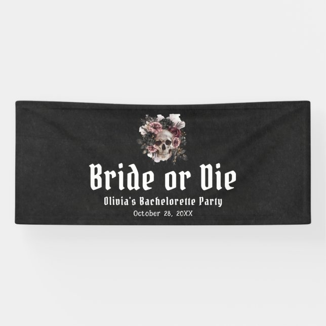 Banderoles Fête de Bachelorette Crâne de Halloween ou Meurt (Horizontal)