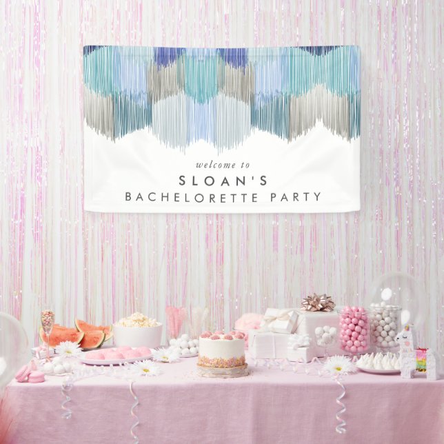 Banderoles Fête de Bachelorette Moderne Frange Bleue (Fête)