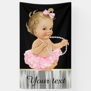 Banderoles Fête de bébé fille perle tutu rose