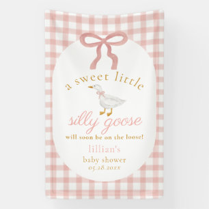 Banderoles Fête de Bébé Fille "Silly Goose" à carreaux roses