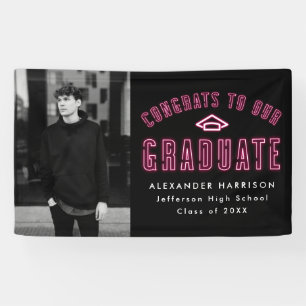 Banderoles Fête de graduation photo Hot Pink moderne Hot Neon