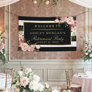 Banderoles Fête de la retraite Vintage floral