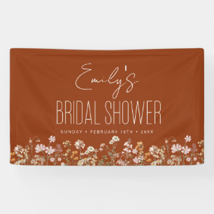 Banderoles Fête de mariage bohème aux fleurs sauvages orange