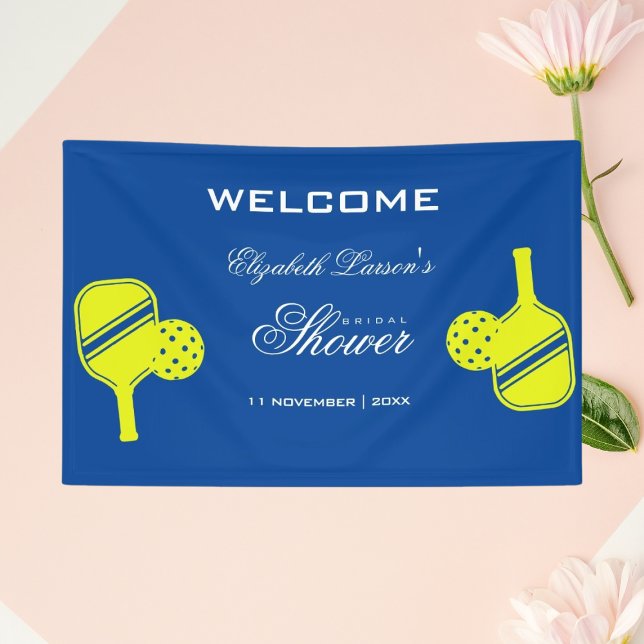 Banderoles Fête de Mariage des Amoureux de Pickleball Néon Bl (Créateur téléchargé)