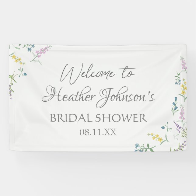 Banderoles Fête de mariage floral élégant aquarelle Fleur sau (Horizontal)