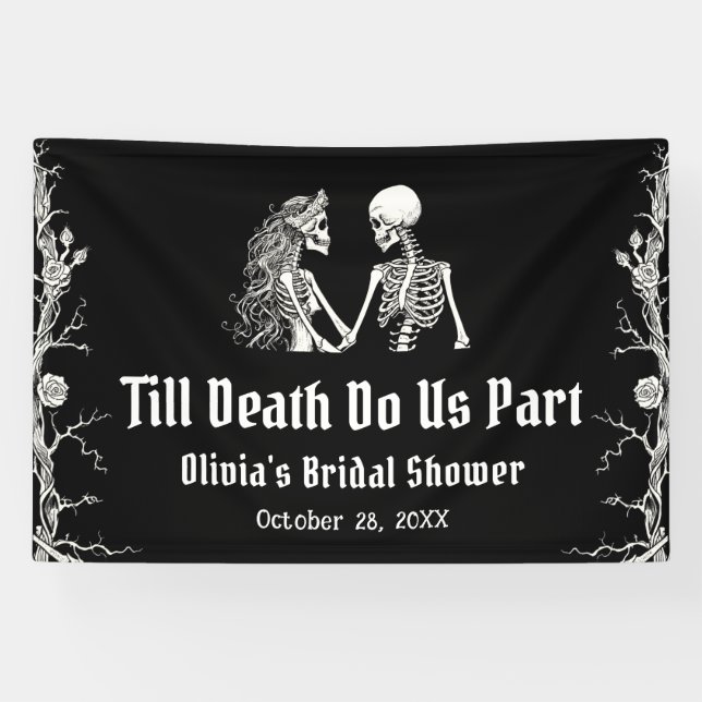 Banderoles Fête de mariage Halloween jusqu'à ce que la mort n (Horizontal)