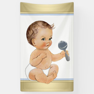 Banderoles Fête de naissance Baby Boy Blue Gold