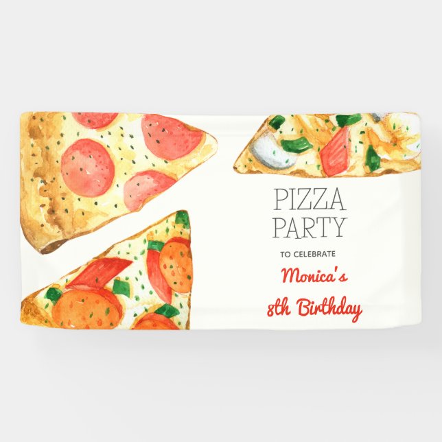 Banderoles Fête de pizza Watercolor (Horizontal)