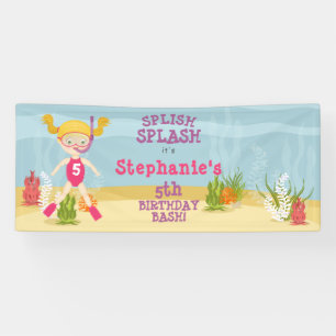 Banderoles Fête de plage pour fille en snorkeling