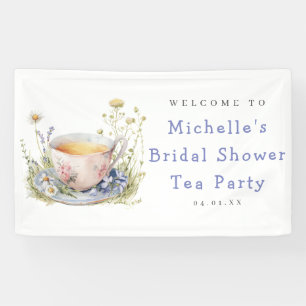 Banderoles Fête de thé de mariage printanier à l'aquarelle Bi