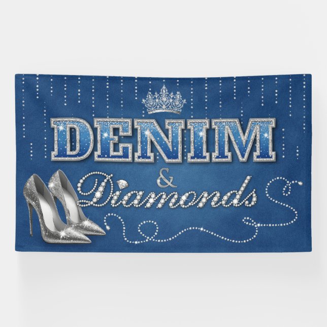 Banderoles Fête Denim et Diamants  (Horizontal)