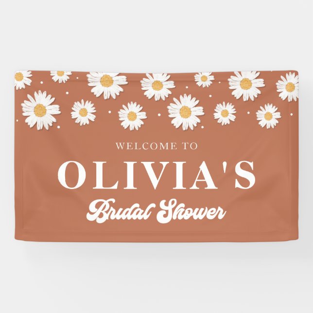 Banderoles Fête des mariées Boho Daisy Bienvenue (Horizontal)
