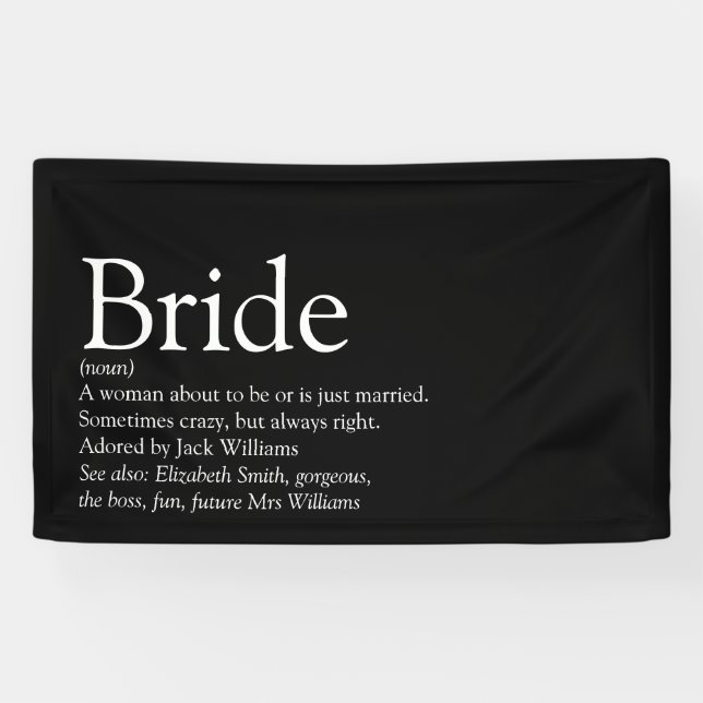 Banderoles Fête des mariées De Définition De Mariage Noir Et  (Horizontal)