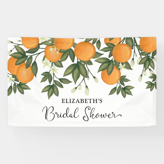 Banderoles Fête des mariées d'été Chic Botanique Citrus Accue (Horizontal)