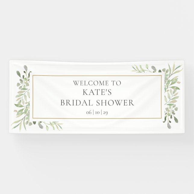 Banderoles Fête des mariées du feuillage vert Bienvenue (Horizontal)