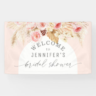 Banderoles Fête des mariées florale Boho Arch rose pâle 