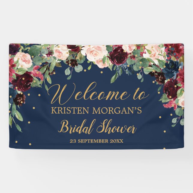 Banderoles Fête des mariées florale boho rose rousse de marin (Horizontal)