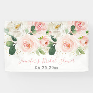 Banderoles Fête des mariées florale en or rose