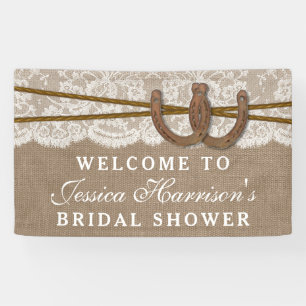Banderoles Fête des mariées Rustique Burlap & Lace Horseshoe