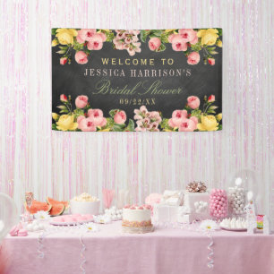 Banderoles Fête des mariées vintage Floral Chalkboard