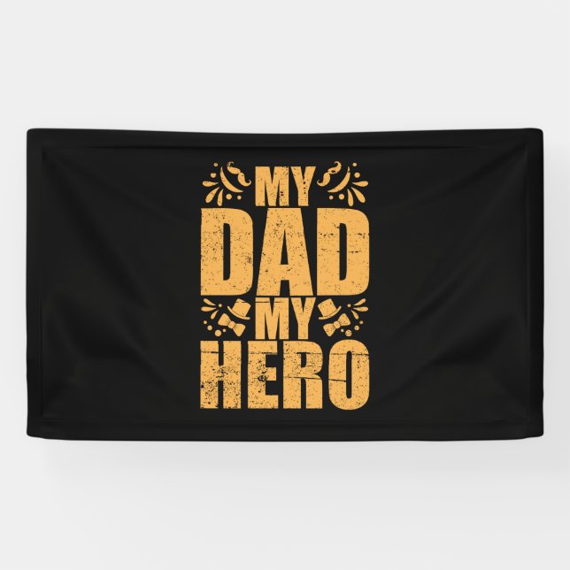Banderoles Fête des pères Mon père Mon héros (Horizontal)