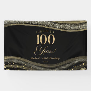 Banderoles Fête élégante d'anniversaire de 100 ans en agate n