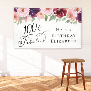 Banderoles Fête élégante de fleurs pour les 100 ans