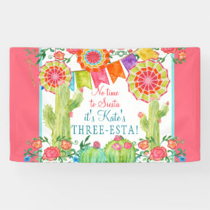 Banderoles Fête Fête Fleurs de Cactus 3e anniversaire Fête