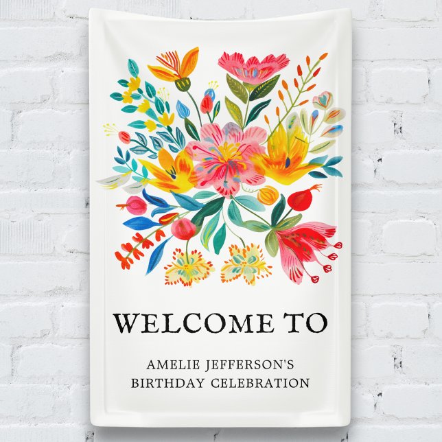 Banderoles Fête Florale mexicaine Bienvenue (Créateur téléchargé)