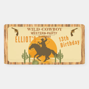 Banderoles Fête folle de cowboy occidental