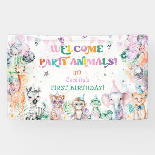 Banderoles Fête moderne mignonne Animaux Fille Anniversaire B