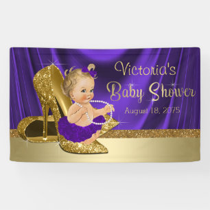 Banderoles Fête Prénatale de Bébé Fille Violet et Or