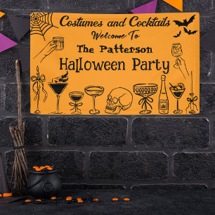 Banderoles Fêtes de cocktail d'Halloween avec des gribouillis