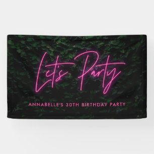 Banderoles Fêtons un anniversaire funky rose néon de la paroi