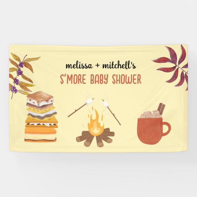 Banderoles Feu de camp de baby showers plus grillé marshmallo (Horizontal)