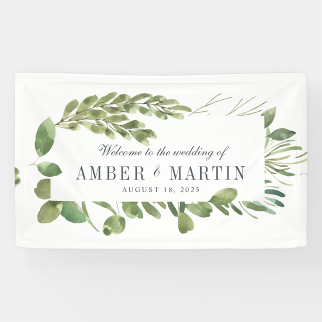 Banderoles Feuillage de verdure Mariage (Horizontal)