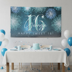 Banderoles Feux d'artifice Sweet 16 Teal ID984